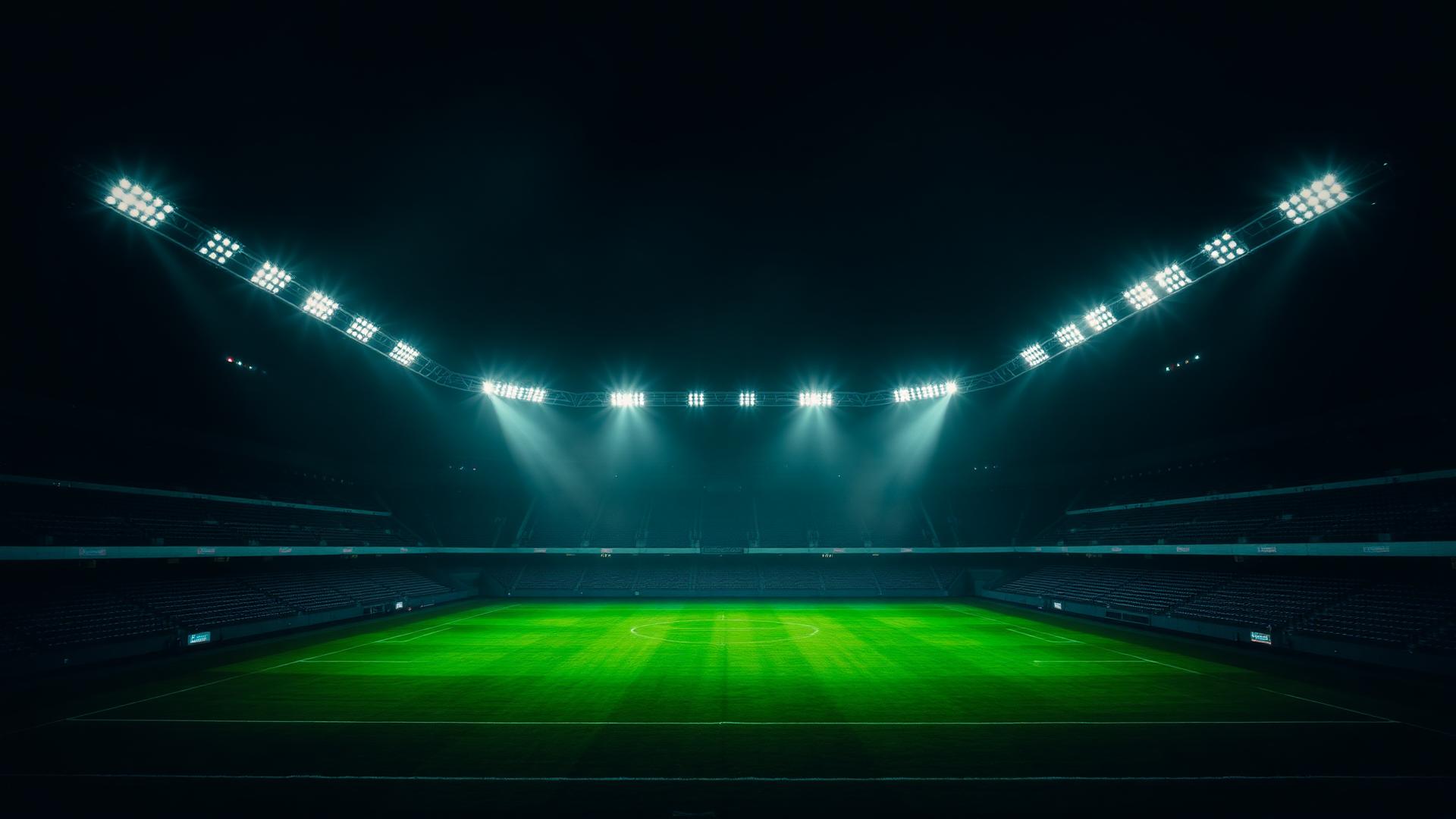 Estadio de fútbol iluminado